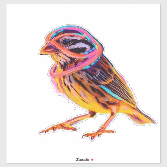 Neon Sparrow mit leuchtenden Akzenten Aufkleber (Blatt)