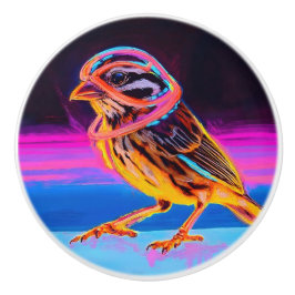 Neon Sparrow mit leuchtenden Akzenten Keramikknauf