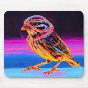 Neon Sparrow mit leuchtenden Akzenten Mousepad
