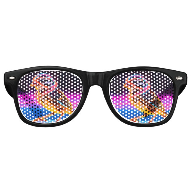 Neon Sparrow mit leuchtenden Akzenten Partybrille (Vorderseite)