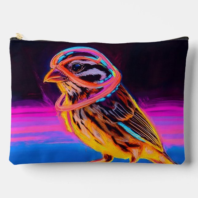 Neon Sparrow mit leuchtenden Akzenten Zubehörtasche (Vorderseite)
