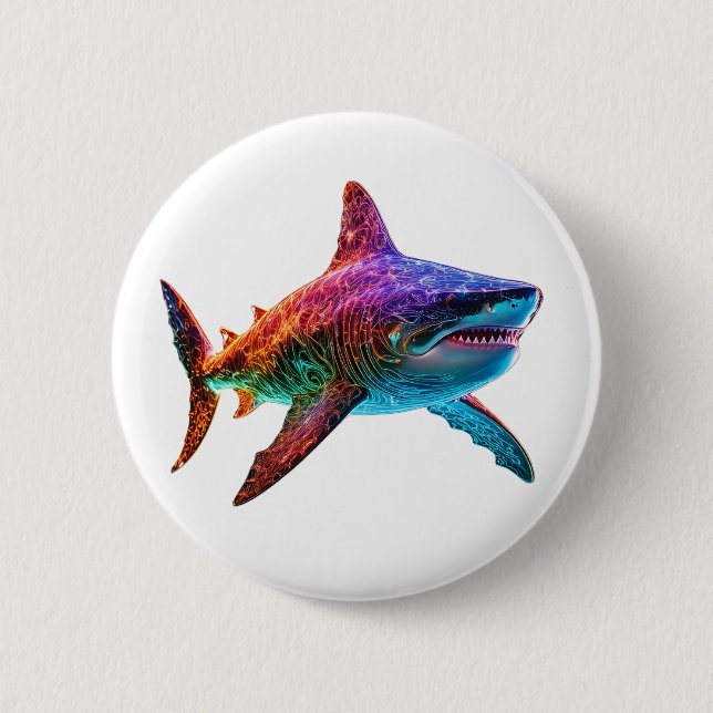 Neon Spectrum Shark Button (Vorderseite)