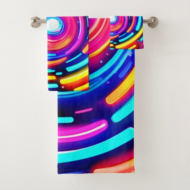 Neon Spiral Light Art Badhandtuch Set (Insitu)