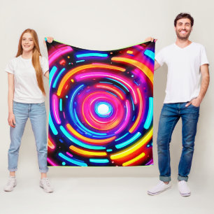 Neon Spiral Light Art Fleecedecke