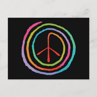 Neon Spiral Peace Symbol II Postkarte