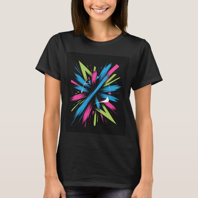 "Neon Splash Abstrait Art T-Shirt - Bold Streetwea (Devant)