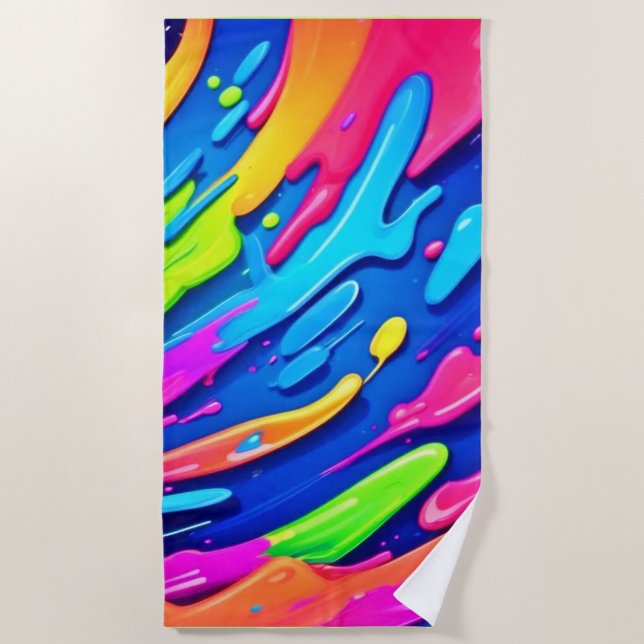 Neon Splash Abstrakt Art Magic Strandtuch (Vorderseite)