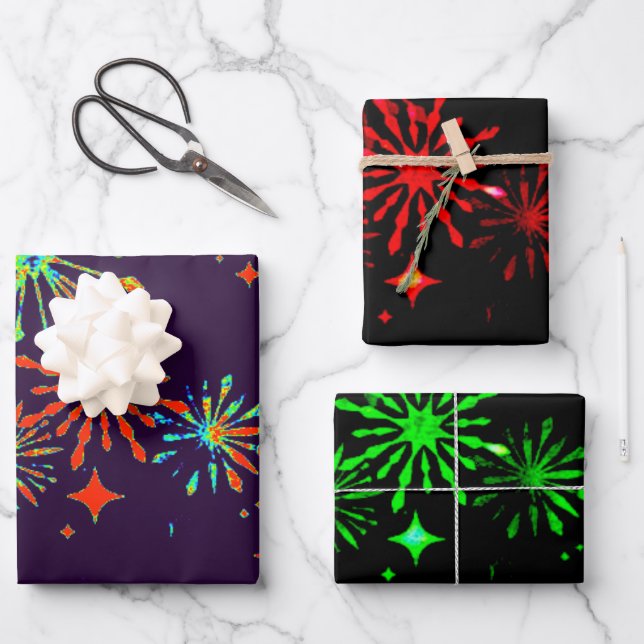 Neon Splash Wrapping Paper Geschenkpapier Set (Vorderseite)