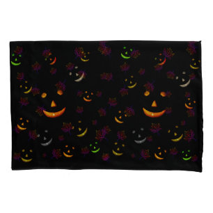 Neon Spooky Jack-O'-Laterne Herbstlaub Glühen Kissenbezug