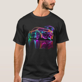 Neon-Sportwagen Retro T-Shirt