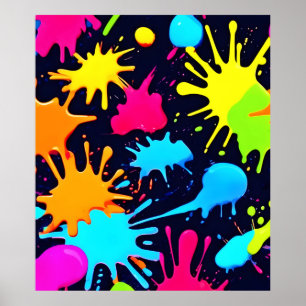 Neon Spritzer Art: Lebendiger Abstrakter Expressio Poster