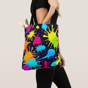 Neon Spritzer Art: Lebendiger Abstrakter Expressio Tasche