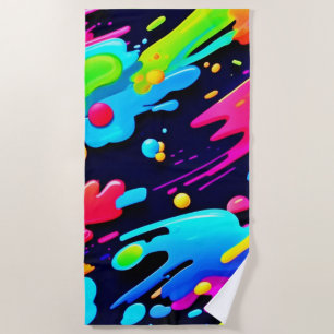 Neon Spritzer Flow Art Strandtuch