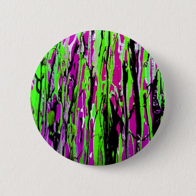 Neon Spritzer Paint Lila Green und Black Button (Vorderseite)