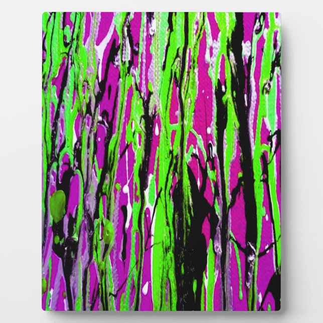 Neon Spritzer Paint Lila Green und Black Fotoplatte (Vorderseite)