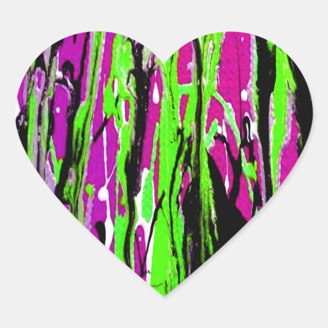 Neon Spritzer Paint Lila Green und Black Herz-Aufkleber (Vorderseite)