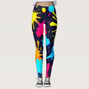 Neon-Spritzkunst: Vibrante abstrakte Expressionism Leggings