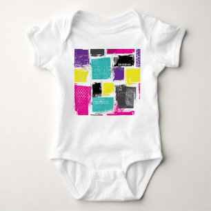 Neon Squares Retro Abstraktes Muster Baby Strampler