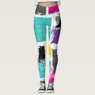 Neon Squares Retro Abstraktes Muster Leggings