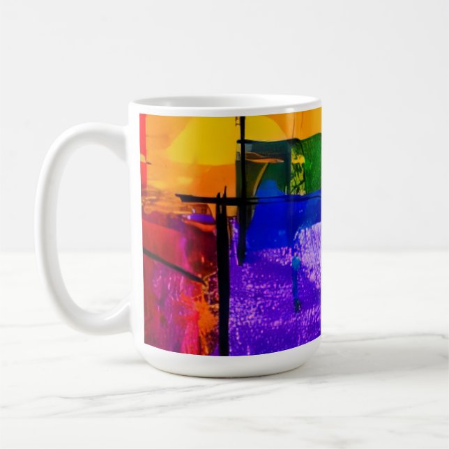 Neon-Stadt-Farbfeld Kaffeetasse (Links)