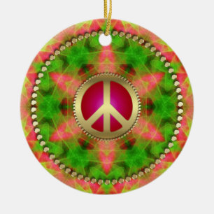 Neon Star Groovy Friedenszeichen Keramik Ornament