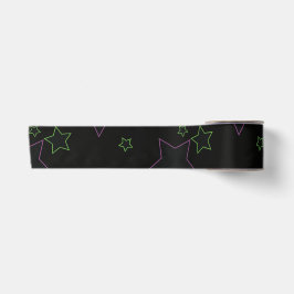 Neon Stars Orange Blue Green Satinband