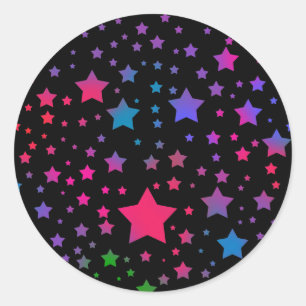Neon Stars Runder Aufkleber