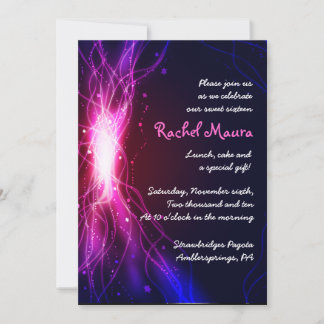 Neon Stars Sweet 16 Sechzehn Geburtstag Einladung