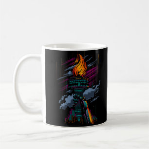 Neon-Statue-der-Freiheit-Regenkunst-Lila-Türkis-NY Kaffeetasse