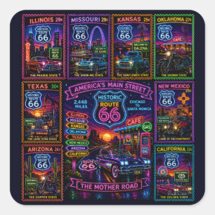 Neon-Stempel-Mother-Road-Aufkleber Quadratischer Aufkleber