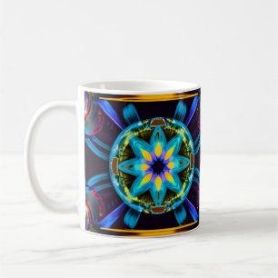 Neon Sternexplosion Kaleidoskop Kaffeetasse