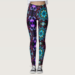 Neon Sternexplosion Kaleidoskop Leggings