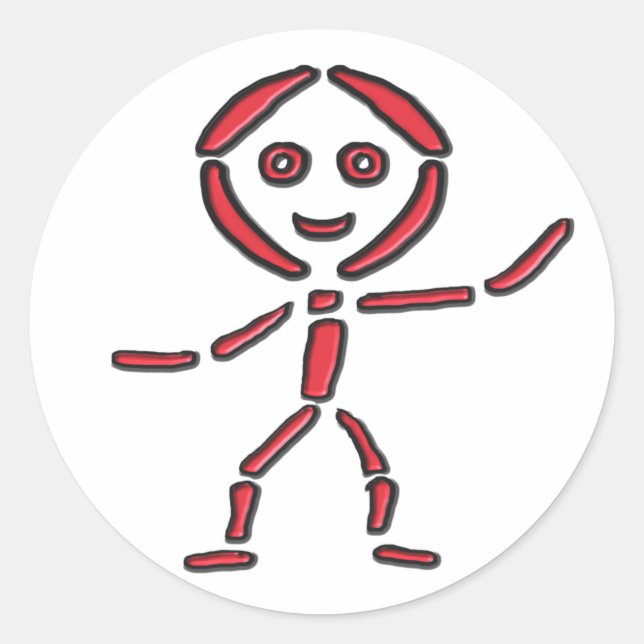 Neon Stickman Runder Aufkleber (Vorderseite)