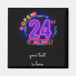 Neon Stores öffnet rund um die Uhr Cling Templet Magnet