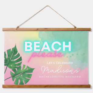 Neon-Strand Bitte Junggesellinnenabschied Willkomm Wandteppich Mit Holzrahmen