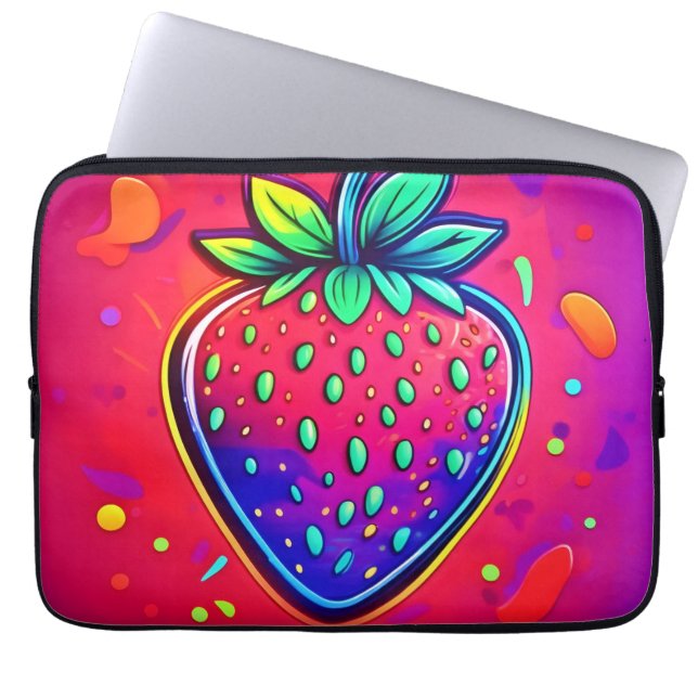 Neon Strawberry Pop Laptopschutzhülle (Vorderseite)