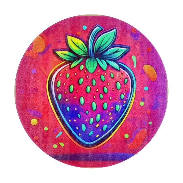 Neon Strawberry Pop Schneidebrett (Vorderseite)
