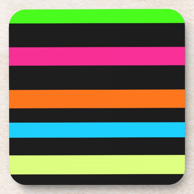Neon-Streifenmuster Getränkeuntersetzer (Vorderseite)