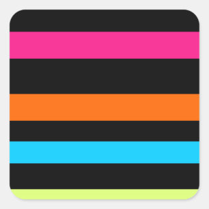 Neon-Streifenmuster Quadratischer Aufkleber