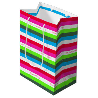 Neon Stripe Personalisiert Holiday Mittlere Geschenktüte