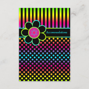 Neon Stripes Polka Dots Bat Mitzvah Enclosure Card Begleitkarte