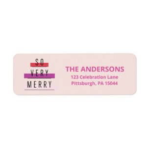 Neon Stripes Retro Merry Address Labels