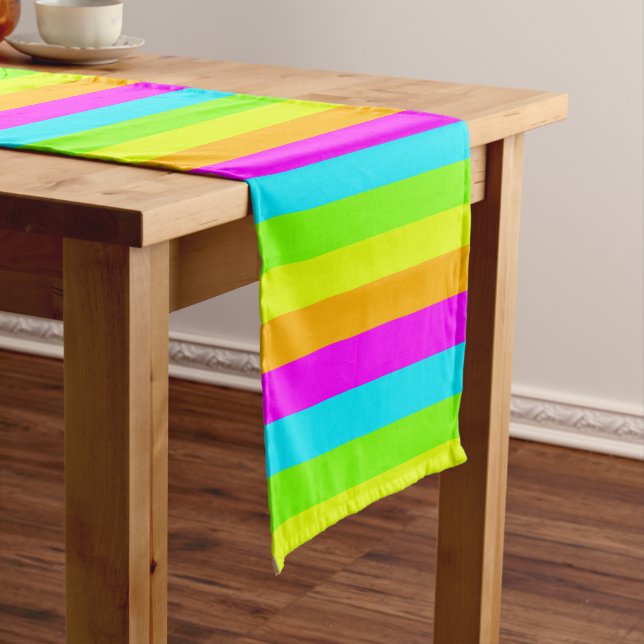 Neon Stripes Tabellen-Läufer Kurzer Tischläufer (Beispiel)