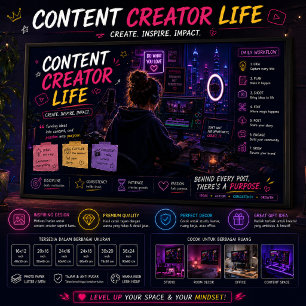Neon Studio Arbeitsplatz Wandkunst für YouTuber Poster