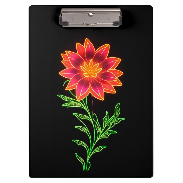 Neon Stylized Blume Klemmbrett (Vorderseite)