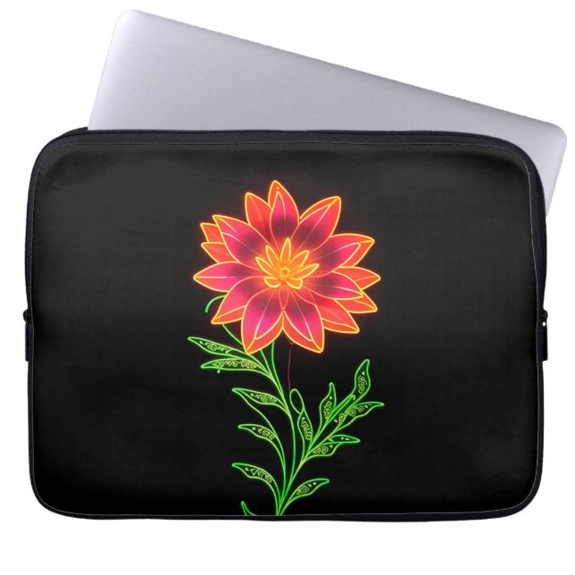 Neon Stylized Blume Laptopschutzhülle (Vorderseite)