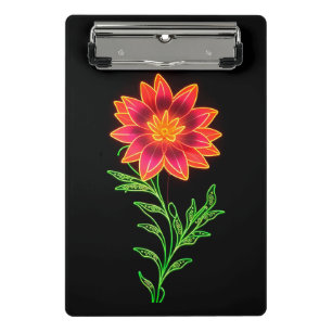 Neon Stylized Blume Mini Klemmbrett