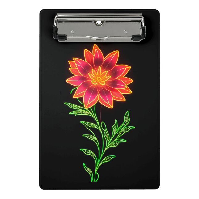 Neon Stylized Blume Mini Klemmbrett (Vorderseite)