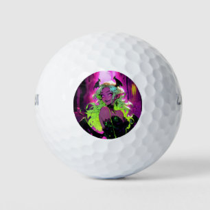 Neon Succubus Demon Anime Girl Golfball
