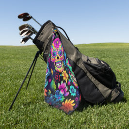 Neon Sugar Skull Golfhandtuch